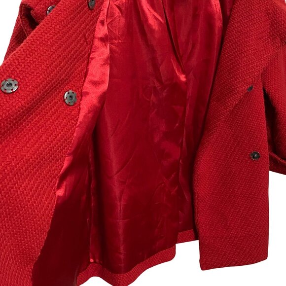 Retro Double Breasted Womens Big Button Jacket Coat M Red Bold Color Preppy Wool - Picture 9 of 11
